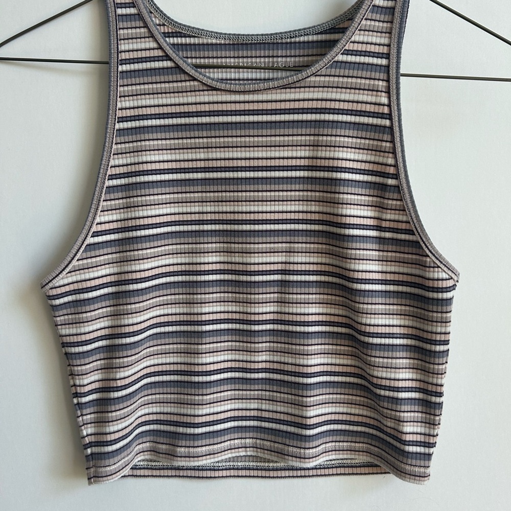 American Eagle Outfitters Purple and Pink Striped Cropped Tank Top